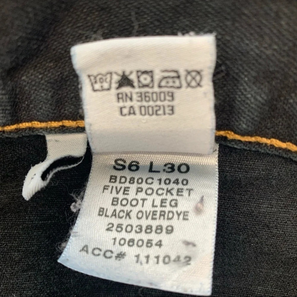 Calvin Klein Black Jeans Woman Size 6 Boot Leg Overdye 100% Cotton Mid Rise - Picture 9 of 11
